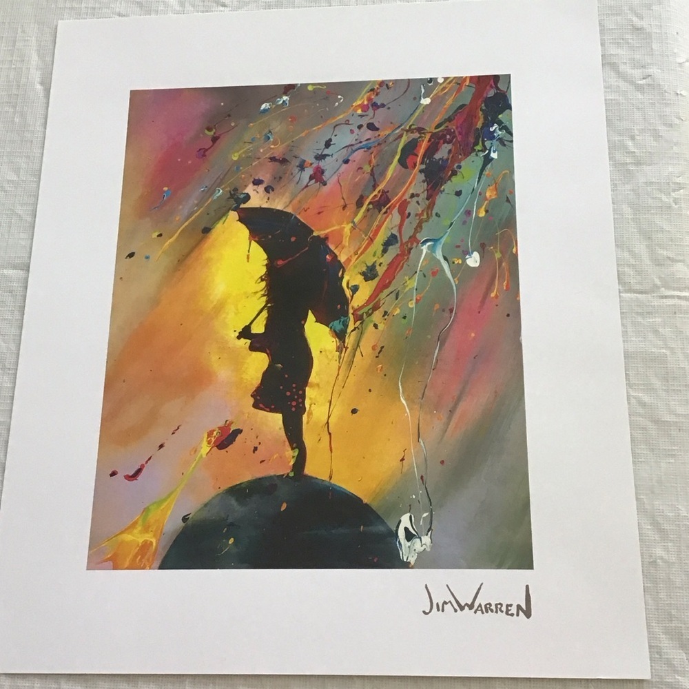 Vibrant Umbrella Art Lithograph by Jim Warren